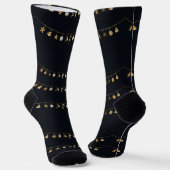 Chaussette Ornements de Noël dorés sur noir (Angulaire)