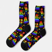 Chaussette 🦇🌈 Os et Étoiles Arc‑en‑ciel (Gauche)