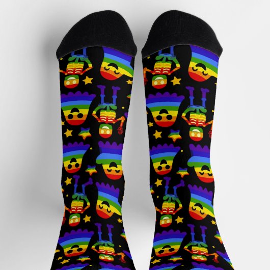 Chaussette 🦇🌈 Os et Étoiles Arc‑en‑ciel (Haut)