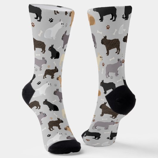 Chaussette Os et pattes de Bulldog français (Angulaire)