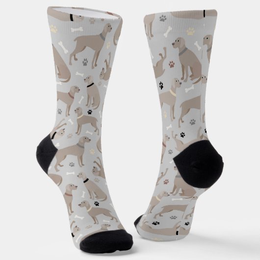 Chaussette Os Weimaraner et balais chaussettes (Angulaire)
