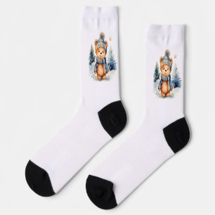 Chaussette Ours en peluche dans la forêt, personnalisé