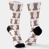 Chaussette Ours en peluche portant une écharpe bleue (Angulaire)