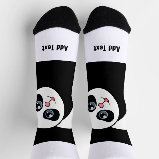 Chaussette Ours Panda Mignon photo ajouter texte Équipage de  (Haut)