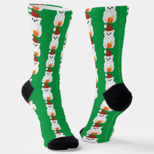 Chaussette Ours polaire Noël chapeau de Noël mignon motif ver