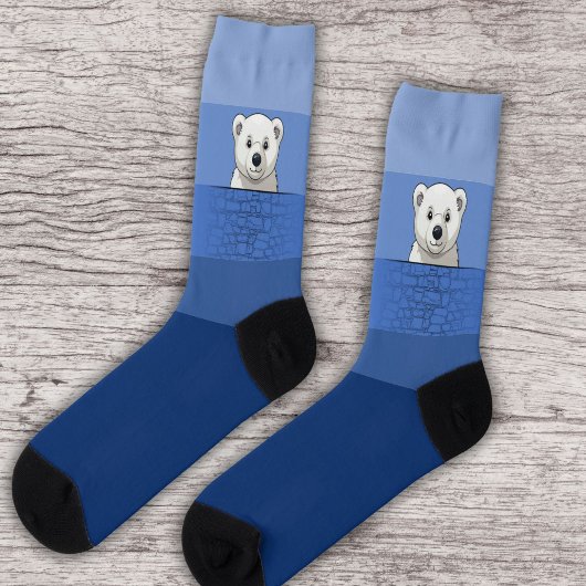 Chaussette Ours regardant au-dessus du mur, Eaux conviviales