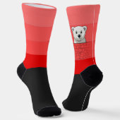 Chaussette Ours regardant au-dessus du mur, rouge rouge (Angulaire)