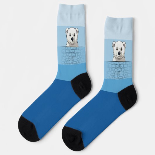 Chaussette Ours regardant sur le mur, Angel Bleu (Gauche)