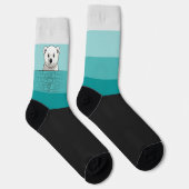 Chaussette Ours regardant sur le mur, tons Turquoises (Droite)