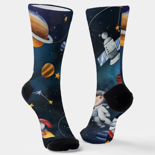 Chaussette Outer Space Travel Galaxy Stars Moon (Angulaire)