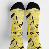 Chaussette Outils de menuiserie, bois Jaune et Noir (Haut)