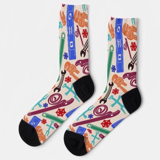 Chaussette Outils de plomberie, Motif de plomberie multicoule (Gauche)