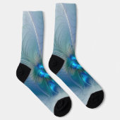 Chaussette Ovations debout, fractale bleue turquoise abstrait (Droite)