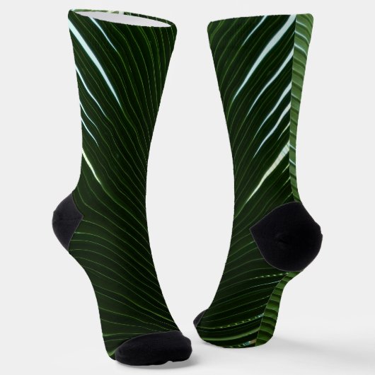 Chaussette Overlapping Palm Fronds Tropical Green Abstract (Angulaire)