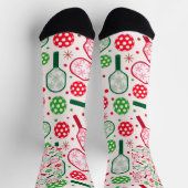 Chaussette Pagaies de Pickleball Rouge et Vert Noël (Haut)