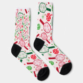 Chaussette Pagaies de Pickleball Rouge et Vert Noël (Droite)