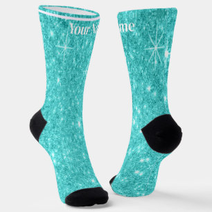 Chaussette Pailleté bleu vert Nom personnalisé