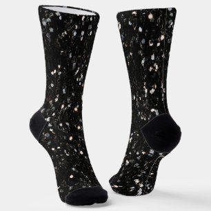 Chaussette Paillettes brillantes noires et blanches