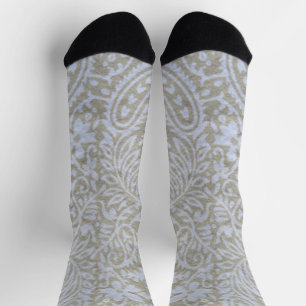 Chaussette Paisley en beige et blanc