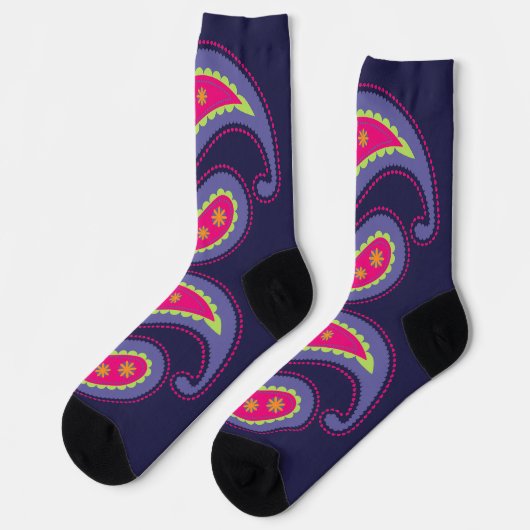 Chaussette Paisley violet rose (Gauche)