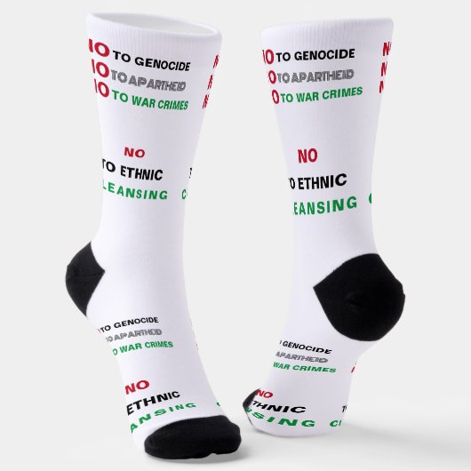 CHAUSSETTE PALESTINE LIBRE NON AUX CRIMES DE GUERRE APARTHEID (Angulaire)