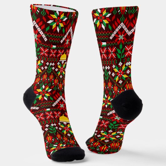 Chaussette Palestine Tatreez Broderie traditionnelle (Angulaire)