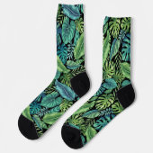 Chaussette Palm vert et Turquoise Tropical Banana Monstera Fe (Gauche)