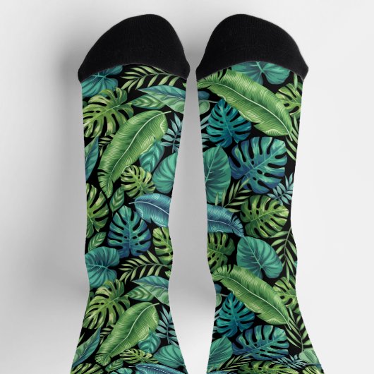 Chaussette Palm vert et Turquoise Tropical Banana Monstera Fe (Haut)