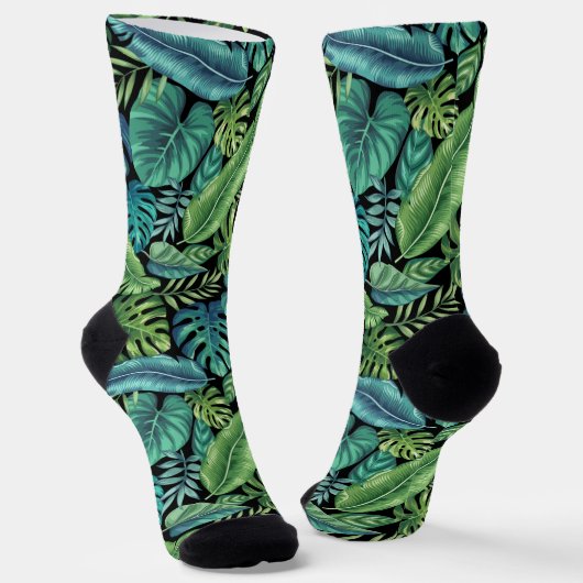 Chaussette Palm vert et Turquoise Tropical Banana Monstera Fe (Angulaire)