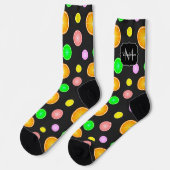 Chaussette Pamplemousse de citron orange motif d'été Monogram (Gauche)
