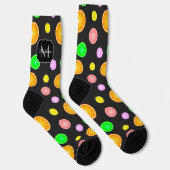 Chaussette Pamplemousse de citron orange motif d'été Monogram (Droite)