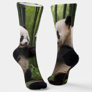 Chaussette Pandas Bébés En Jeu Dans Une Forêt De Bambou,