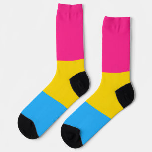 Chaussette Pansexuel rose Fuchsia jaune bleu rayé LGBT