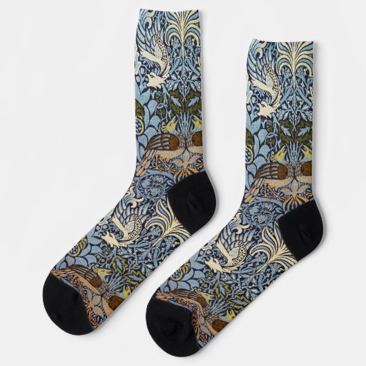 Chaussette Paon et Dragon, William Morris (Gauche)
