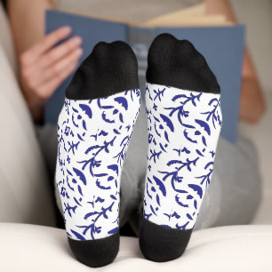 Chaussette Papier d'emballage bleu et blanc avec un graphique