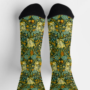 Chaussette Papier peint floral Chèvrefeuille Or de William Mo