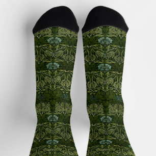 Chaussette Papier peint Grande Tulipe Rose verte de William M