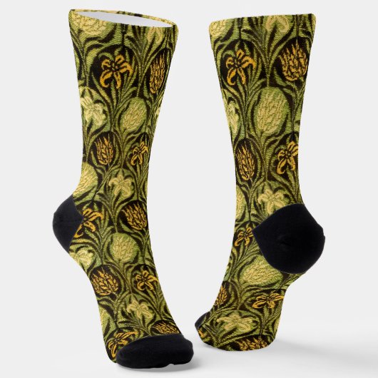Chaussette Papier peint Tulipe et Lys vert de William Morris (Angulaire)