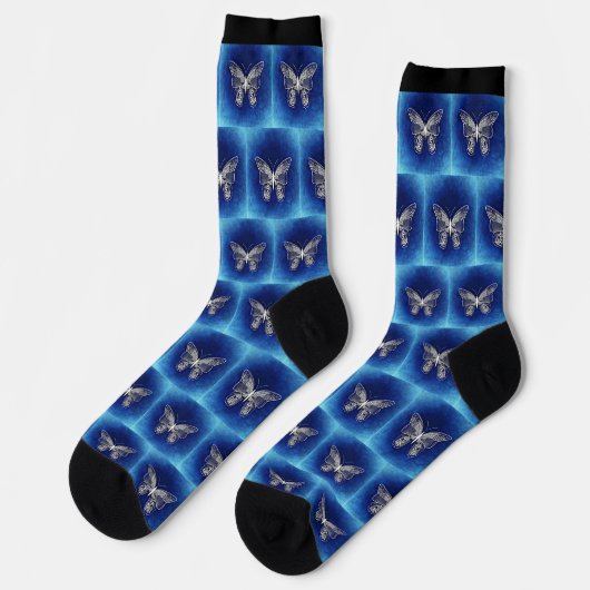 Chaussette Papillon Abstrait en bleu (Gauche)