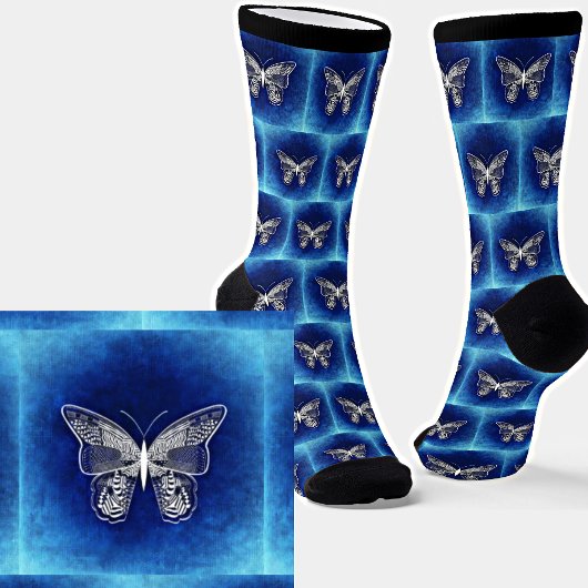 Chaussette Papillon Abstrait en bleu
