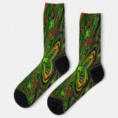 Chaussette Papillon Abstrait Vert Citron Rétro Tripant (Gauche)