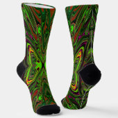 Chaussette Papillon Abstrait Vert Citron Rétro Tripant (Angulaire)