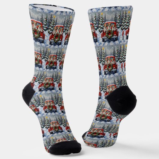 Chaussette Papillon camion rouge de Noël (Angulaire)