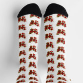 Chaussette Papillon de fleurs rouges aux roses rouges (Haut)