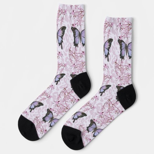 Chaussette papillon et rose (Gauche)