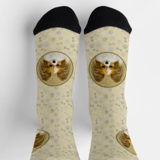 Chaussette Papillon (Hound Tri) Peinture - Art Chien original (Haut)