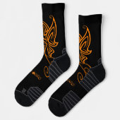 Chaussette Papillon Orange Imprimé Ajouter Texte Hommes Femme (Gauche)