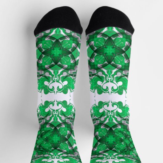 Chaussette papillon psychédélique Abstrait de mandala vert (Haut)