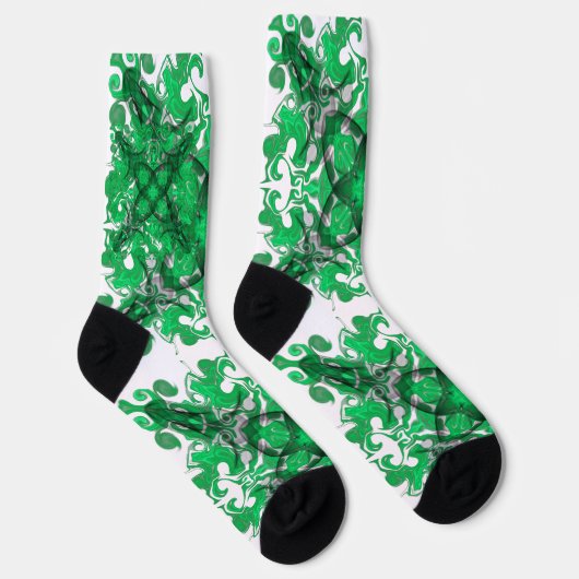 Chaussette papillon psychédélique Abstrait de mandala vert (Droite)