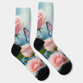 Chaussette Papillon Sur Fleur Rose (Droite)